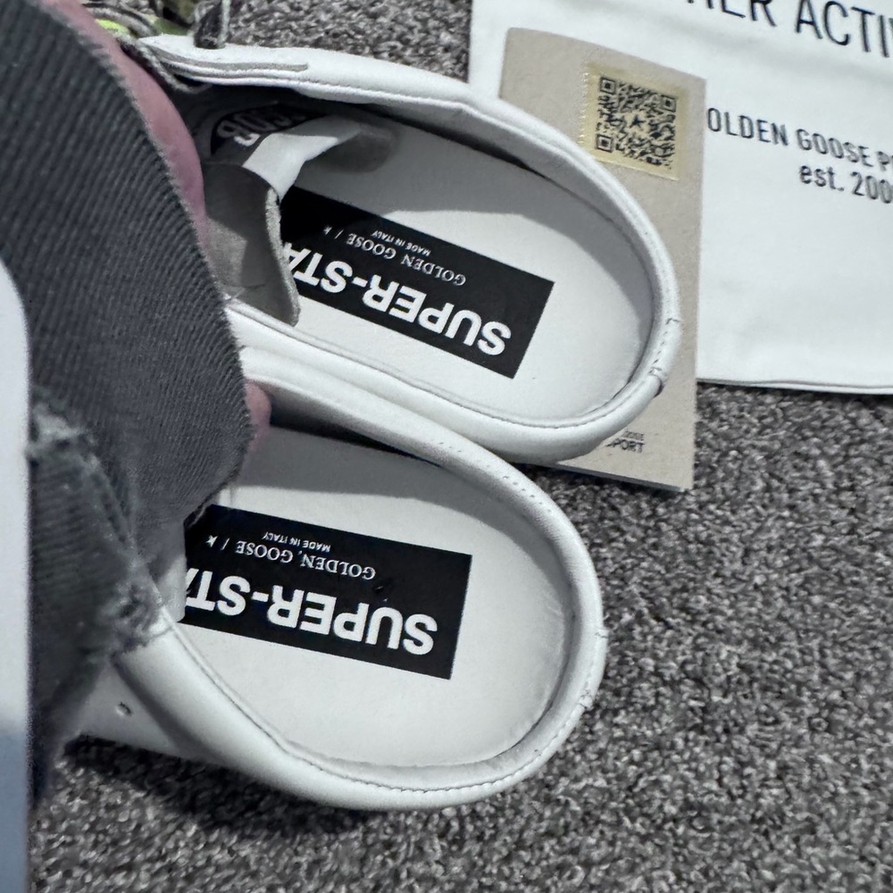 FINAL⬇️NWB😍Golden Goose White Sneakers with Neon Green Star - Picture 6 of 12